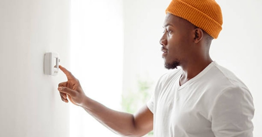 looking at thermostat
