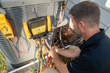 Patrick Chafin (GM) inspecting an A/C unit